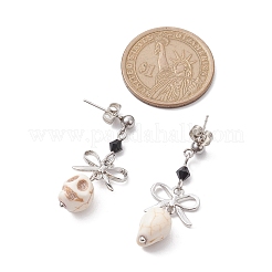 Synthetic Turquoise Skull Stud Earrings&nbsp;EJEW-TA00453
