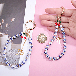 2Pcs Zinc Alloy Ceramic Beads Mobile Straps&nbsp;AJEW-ME0002-83B