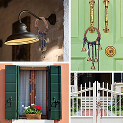 2Pcs 2 Style Rattan & Iron Witch Bells Wind Chimes Door Hanging Pendant Decoration&nbsp;WICR-GF0001-01
