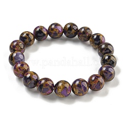 Round Synthetic Gold Clinquant Stone Stretch Bracekets&nbsp;G-P549-02B-05