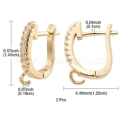 Brass Micro Pave Clear Cubic Zirconia Hoop Earring Findings&nbsp;ZIRC-YW0001-08G