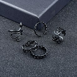 5Pcs 5 Style Spray Painted Brass Cuff Rings&nbsp;RJEW-SZ0001-02