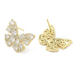 Cubic Zirconia Butterfly Stud Earrings&nbsp;EJEW-G353-04G