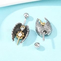 316 Stainless Steel Pave Clear Cubic Zirconia Curved Barbell Dangle Belly Rings&nbsp;AJEW-C044-02