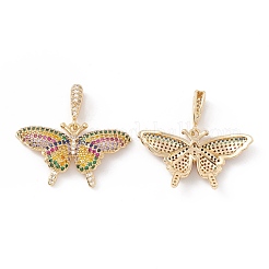 Brass Micro Pave Cubic Zirconia Pendants&nbsp;KK-E005-14G-02