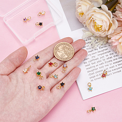 14Pcs 7 Colors Brass Micro Pave Cubic Zirconia Pendants&nbsp;KK-AR0004-77