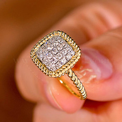 Brass Micro Pave Cubic Zirconia Finger Rings for Women&nbsp;FS-WG378B2-03