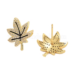 Rack Plating Leaf Brass Stud Earrings&nbsp;EJEW-N055-36G-RS