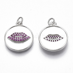 Brass Micro Pave Cubic Zirconia Pendants&nbsp;KK-S356-019P-NF