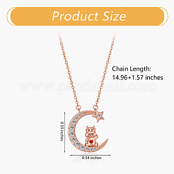 Chinese Zodiac Necklace Ox Necklace 925 Sterling Silver Rose Gold Cattle on the Moon Pendant Charm Necklace Zircon Moon and Star Necklace Cute Animal Jewelry Gifts for Women&nbsp;JN1090B