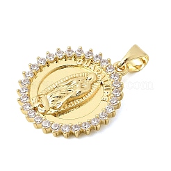 Brass Micro Pave Clear Cubic Zirconia Pendants&nbsp;KK-Z150-22G-05