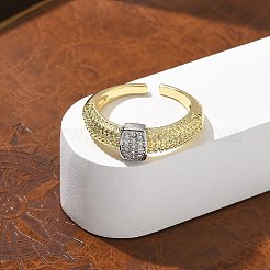 Brass Micro Pave Clear Cubic Zirconia Cuff Finger Rings for Women&nbsp;RJEW-B112-04GP