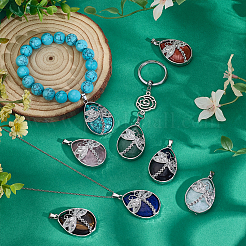 7Pcs 7 Colors Natural & Synthetic Mixed Gemstone Pendants&nbsp;G-PH0003-30