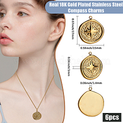 6Pcs PVD Vacuum Plating 201 Stainless Steel Pendants&nbsp;STAS-BBC0008-43
