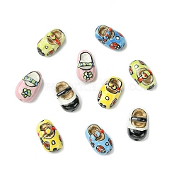 10Pcs 5 Colors Handmade Printed Porcelain Beads&nbsp;PORC-CJ0001-33