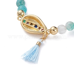 Natural Hemimorphite Stretch Charm Bracelets&nbsp;BJEW-JB04849-05