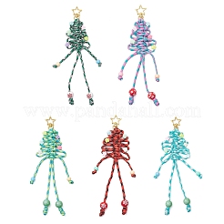 5Pcs Polyester & Spandex Cord Christmas Tree Pendant Decorations&nbsp;HJEW-JM03798