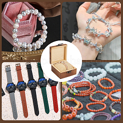 2Pcs Wooden Jewelry Trinket Storage Boxes with 2Pcs Cloth Bracelet Watch Pillows&nbsp;CON-BBC0001-16B