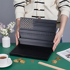 Wooden Commemorative Coin Organizer Slotted Display Stands&nbsp;ODIS-WH0086-228B