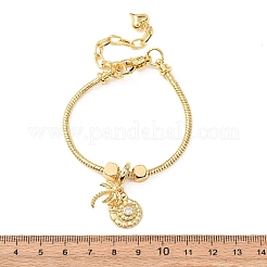 Comch Brass Micro Pave Clear Cubic Zirconia Charm Bracelets&nbsp;BJEW-H640-05A-G