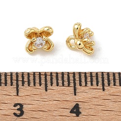 Brass Micro Pave Clear Cubic Zirconia Charms&nbsp;CU-CBA9FFD-05G-B