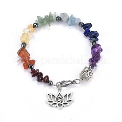Natural & Synthetic Mixed Stone Charm Bracelets&nbsp;X-BJEW-JB04267