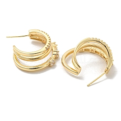 Brass Micro Pave Clear Cubic Zirconia Stud Earrings&nbsp;EJEW-E295-09KCG