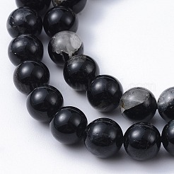 Natural Black Tourmaline Beads Strands&nbsp;G-F666-05A-8mm