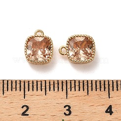Brass Micro Pave Clear Cubic Zirconia Charms&nbsp;KK-B110-01G-06