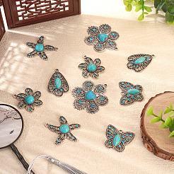 10Pcs 5 Styles Synthetic Turquoise Pendants&nbsp;TIBEP-TA0001-13