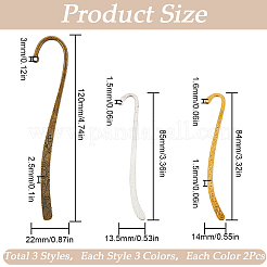 18Pcs 9 Style Tibetan Style Alloy Bookmarks Findings with Hole&nbsp;AJEW-SC0002-57