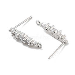 Brass Clear Cubic Zirconia Stud Earring Findings&nbsp;KK-A238-02C-P