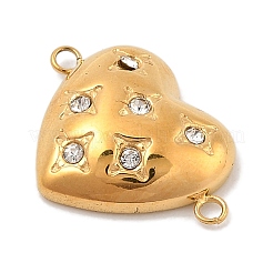 Ion Plating(IP) 304 Stainless Steel Micro Pave Clear Cubic Zirconia Connector Charms&nbsp;STAS-S131-16G