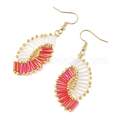 Glass Braided Beads Dangle Earrings&nbsp;EJEW-MZ00746-03