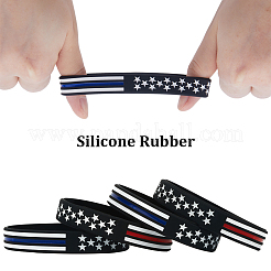 20Pcs 2 Colors Independence Day Theme Silicone Star Cord Bracelets Set Wristband&nbsp;BJEW-GF0001-15B