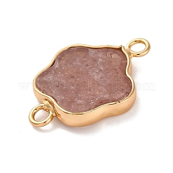 Natural Strawberry Quartz Flower Connector Charms&nbsp;KK-U042-17G-01