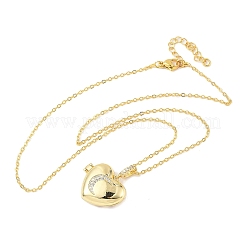 Brass Micro Pave Clear Cubic Zirconia Heart Locket Pendant Necklaces for Women&nbsp;NJEW-S449-04A-G