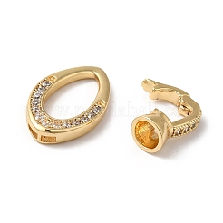 Brass Micro Pave Clear Cubic Zirconia Fold Over Clasps&nbsp;KK-C062-040G-01