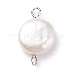 Natural Baroque Pearl Keshi Pearl Connector Charms&nbsp;PALLOY-JF01495-01