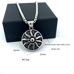 Vintage Sunflower Pendant 304 Stainless Steel Necklaces for Women Men&nbsp;PF9276