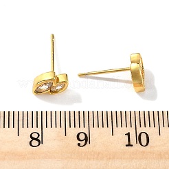 Double Horse Eye Brass Micro Pave Clear Cubic Zirconin Stud Earrings&nbsp;EJEW-D318-06G
