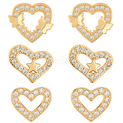 3 Pairs 3 Styles Brass Micro Pave Clear Cubic Zirconia Stud Earrings for Women&nbsp;EJEW-BBC0002-10