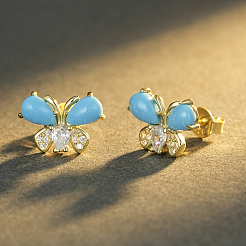 925 Sterling Silver Micro Pave Cubic Zirconia Butterfly Stud Earrings for Women&nbsp;UO0613