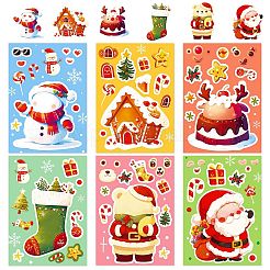 6Pcs Christmas Theme Cartoon Paper Stickers&nbsp;DIY-P085-14B