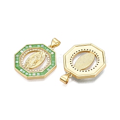 Brass Micro Pave Clear Cubic Zirconia Pendants&nbsp;KK-N254-215G