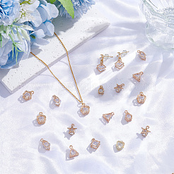 80Pcs 8 Styles Alloy Pendants&nbsp;ZIRC-SP0001-13KCG