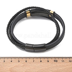 Braided Microfiber Leather Cord Multi-strand Bracelets&nbsp;BJEW-C153-01B