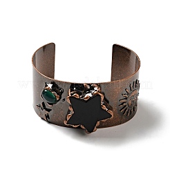 Natural Agate Sun and Star Open Cuff Bangle&nbsp;G-D468-24R