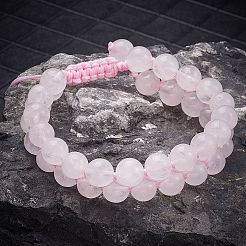 Natural  Rose Quartz Braided Bead Bracelet&nbsp;BJEW-SW00001-08
