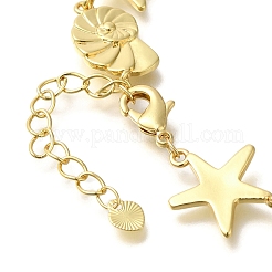 Rack Plating Brass Shell Shaped & Starfish Link Chain Necklaces&nbsp;LS-NJEW-Q345-04G